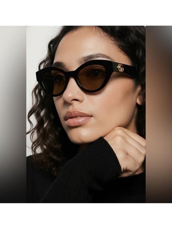 New ? Authentic Gucci Black/Brown GG0957S GG Cat Eye Sunglasses main image 4